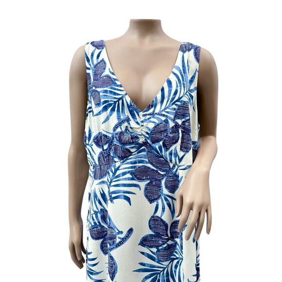 Hilo Hattie The Hawaiian Original Sleeveless Tropical V-Neck Maxi Dress Women L - Picture 3 of 10